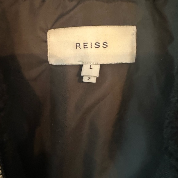 Reiss Black Leather-Trim Puffer Jacket - Picture 3 of 9